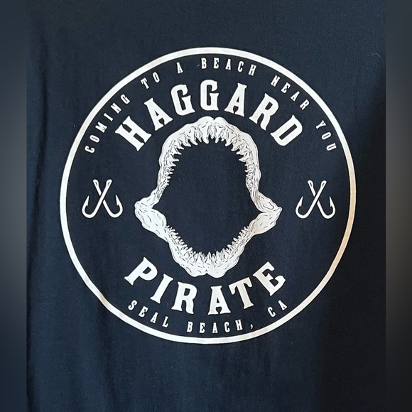 Haggard Pirate— Shark Graphic Tee, black/white, Large - Picture 4 of 5